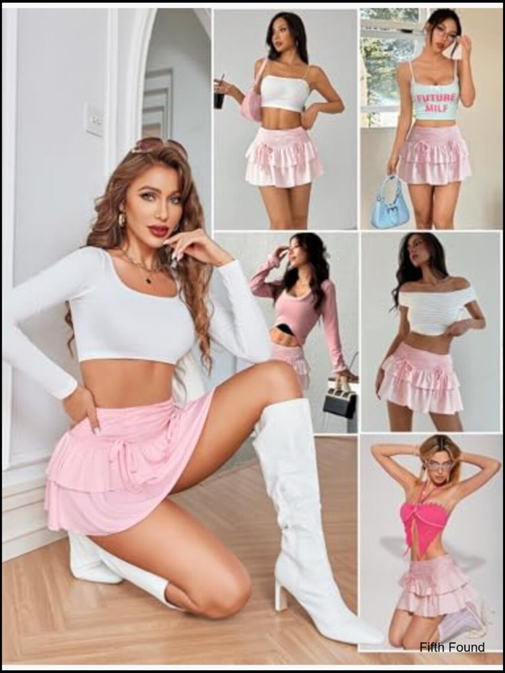 High Waisted Mini Skirt with Ruffle Layers, Stretchy Nylon Blend, Y2K Style - Picture 2 of 7